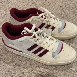 Adidas Men's Cream and Burgundy Sneakers